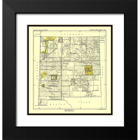 New Mexico - Santa Fe - Hoen 1896 Black Modern Wood Framed Art Print with Double Matting by Hoen
