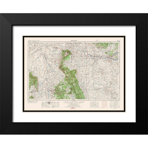 Shiprock New Mexico Quad - USGS 1954 Black Modern Wood Framed Art Print with Double Matting by USGS