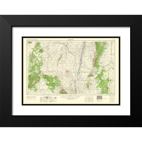 Socorro New Mexico Quad - USGS 1962 Black Modern Wood Framed Art Print with Double Matting by USGS