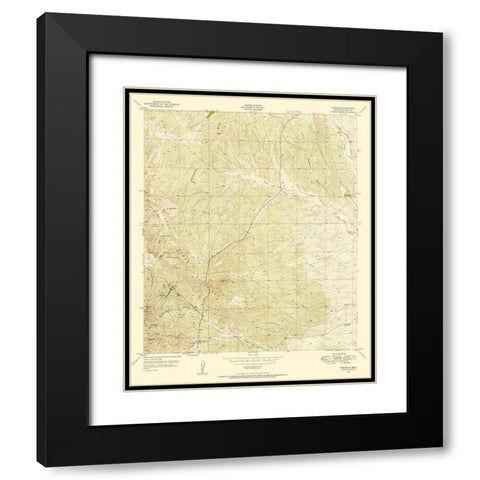 Tyrone New Mexico Quad - USGS 1950 Black Modern Wood Framed Art Print with Double Matting by USGS