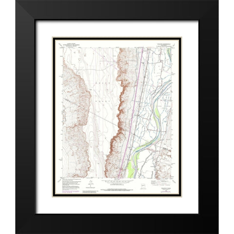 Veguita New Mexico Quad - USGS 1952 Black Modern Wood Framed Art Print with Double Matting by USGS