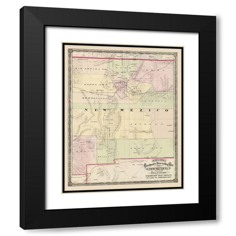 New Mexico Territory - Cram 1875 Black Modern Wood Framed Art Print with Double Matting by Cram