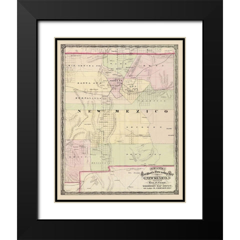 New Mexico Territory - Cram 1875 Black Modern Wood Framed Art Print with Double Matting by Cram