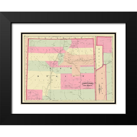 New Mexico - Asher 1874 Black Modern Wood Framed Art Print with Double Matting by Asher