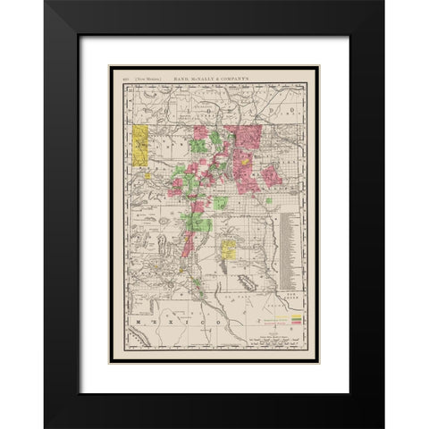 New Mexico - Rand McNally 1897 Black Modern Wood Framed Art Print with Double Matting by Rand McNally