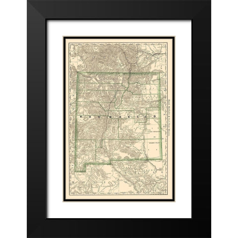 New Mexico - Rand McNally 1879 Black Modern Wood Framed Art Print with Double Matting by Rand McNally