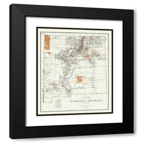New Mexico - Roeser 1879 Black Modern Wood Framed Art Print with Double Matting by Roeser