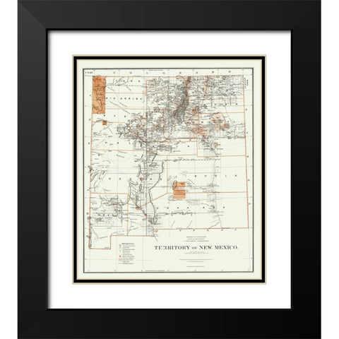 New Mexico - Roeser 1879 Black Modern Wood Framed Art Print with Double Matting by Roeser