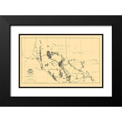 New Mexico Route - Moore 1869 Black Modern Wood Framed Art Print with Double Matting by Moore