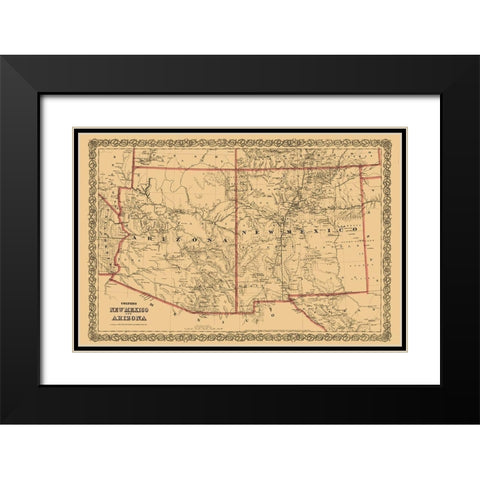 New Mexico, Arizona - Colton 1873 Black Modern Wood Framed Art Print with Double Matting by Colton