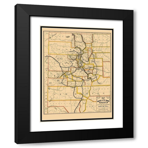 Denver and Rio Grande Railway - Palmer 1881 Black Modern Wood Framed Art Print with Double Matting by Palmer