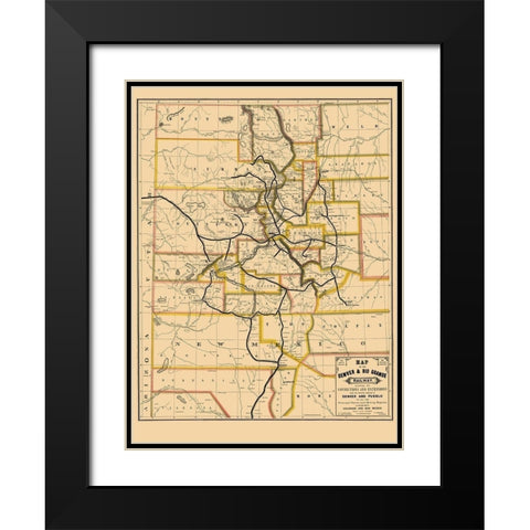 Denver and Rio Grande Railway - Palmer 1881 Black Modern Wood Framed Art Print with Double Matting by Palmer