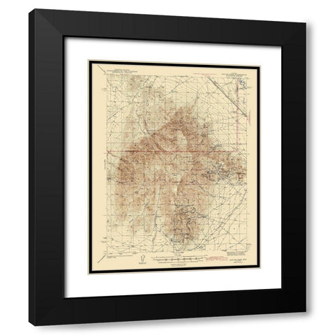 Antler Nevada Quad - USGS 1943 Black Modern Wood Framed Art Print with Double Matting by USGS