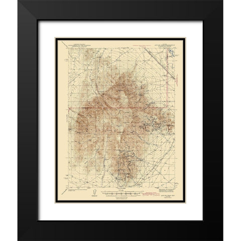 Antler Nevada Quad - USGS 1943 Black Modern Wood Framed Art Print with Double Matting by USGS