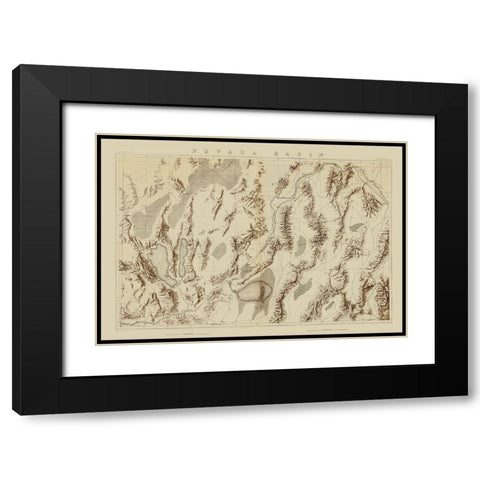 Nevada Basin Nevada - King 1876 Black Modern Wood Framed Art Print with Double Matting by King