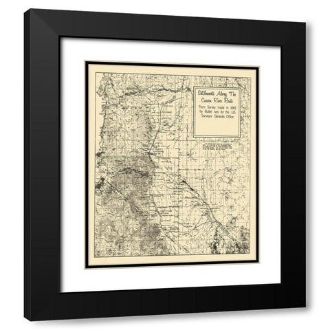 Carson River Settlement Nevada Landowner Black Modern Wood Framed Art Print with Double Matting by Ives
