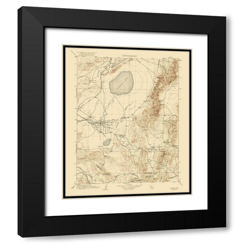 Carson Sink Nevada Quad - USGS 1910 Black Modern Wood Framed Art Print with Double Matting by USGS