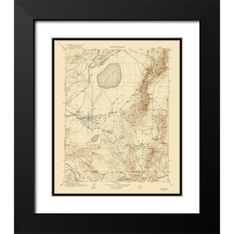 Carson Sink Nevada Quad - USGS 1910 Black Modern Wood Framed Art Print with Double Matting by USGS