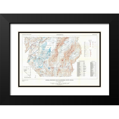 Churchill County Mineral Resources NV Black Modern Wood Framed Art Print with Double Matting by Willden