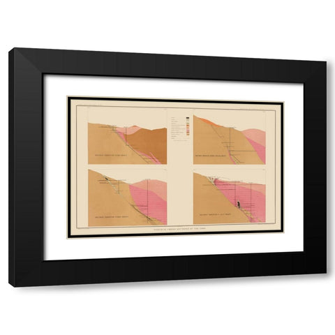 Comstock Lode Geology 1 Nevada - Becker 1882 Black Modern Wood Framed Art Print with Double Matting by Becker