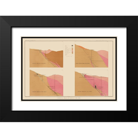 Comstock Lode Geology 1 Nevada - Becker 1882 Black Modern Wood Framed Art Print with Double Matting by Becker