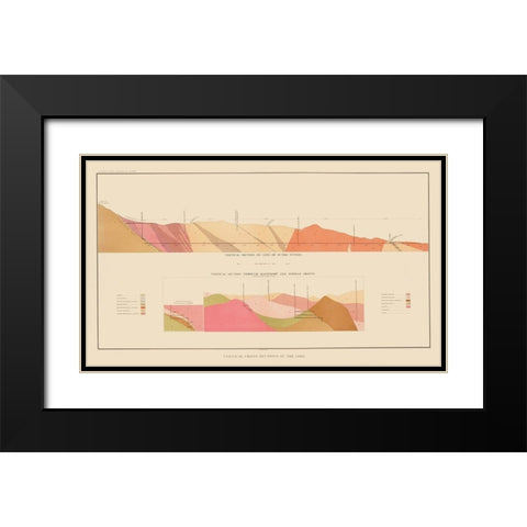Comstock Lode Geology 2 Nevada - Becker 1882 Black Modern Wood Framed Art Print with Double Matting by Becker