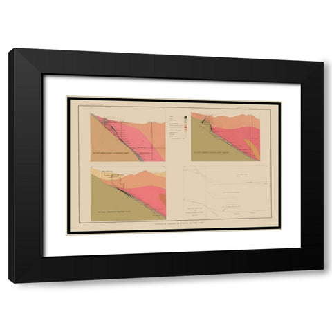 Comstock Lode Geology 3 Nevada - Becker 1882 Black Modern Wood Framed Art Print with Double Matting by Becker