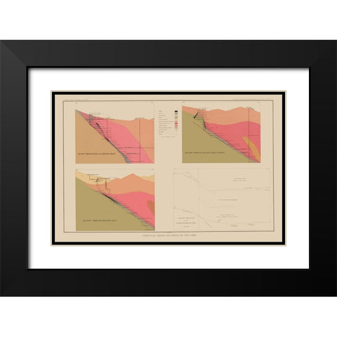 Comstock Lode Geology 3 Nevada - Becker 1882 Black Modern Wood Framed Art Print with Double Matting by Becker