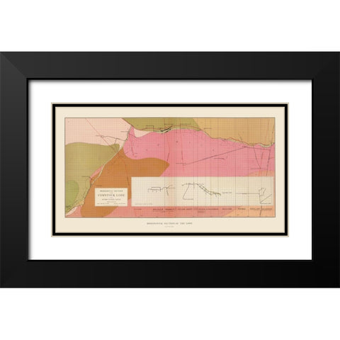 Comstock Lode Sutro Tunnel South Geology NV Black Modern Wood Framed Art Print with Double Matting by Becker
