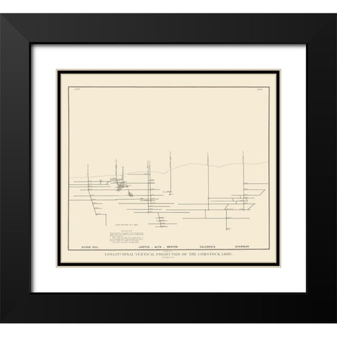 Comstock Lode Vertical Projection 3 Nevada Black Modern Wood Framed Art Print with Double Matting by Becker