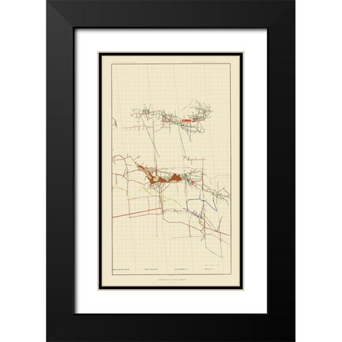 Comstock Mine Number Three Nevada - Becker 1882 Black Modern Wood Framed Art Print with Double Matting by Becker