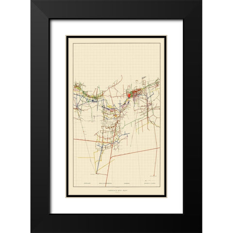 Comstock Mine Number Four Nevada - Becker 1882 Black Modern Wood Framed Art Print with Double Matting by Becker