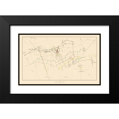 Comstock Mine Number Eight Nevada - Becker 1882 Black Modern Wood Framed Art Print with Double Matting by Becker