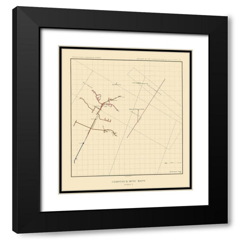 Comstock Mine Number Nine Nevada - Becker 1882 Black Modern Wood Framed Art Print with Double Matting by Becker