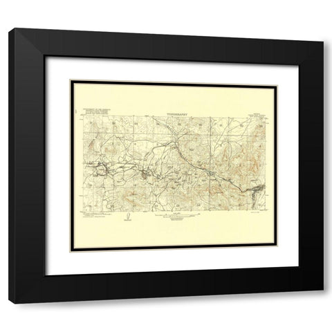 Ely Nevada Quad - USGS 1916 Black Modern Wood Framed Art Print with Double Matting by USGS