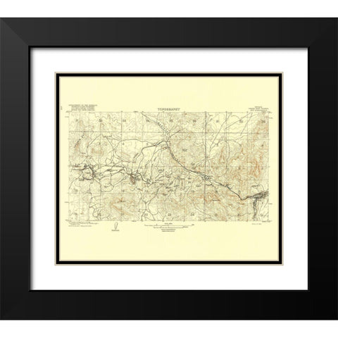 Ely Nevada Quad - USGS 1916 Black Modern Wood Framed Art Print with Double Matting by USGS