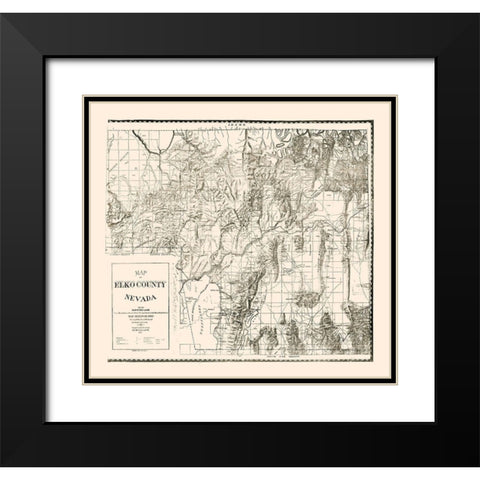 Elko County Nevada - McClellan 1894  Black Modern Wood Framed Art Print with Double Matting by McClellan