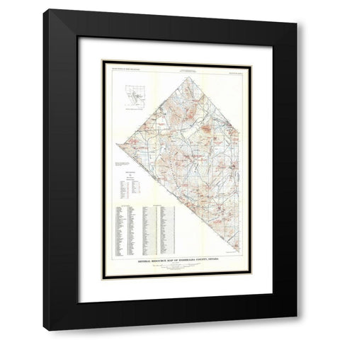 Esmeralda County Minerals Nevada Mines - USGS 1960 Black Modern Wood Framed Art Print with Double Matting by USGS