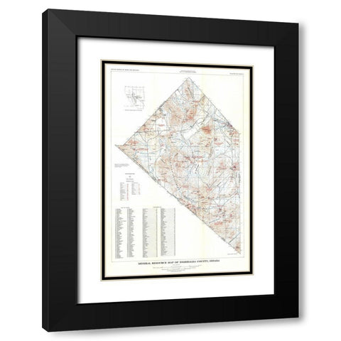 Esmeralda County Minerals Nevada Mines - USGS 1945 Black Modern Wood Framed Art Print with Double Matting by USGS