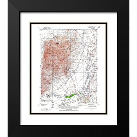 Eugene Mt Area Nevada - USGS 1939 Black Modern Wood Framed Art Print with Double Matting by USGS