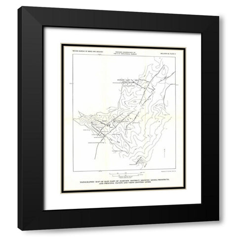 Fairview District Mines Prospect Veins NV Black Modern Wood Framed Art Print with Double Matting by USGS