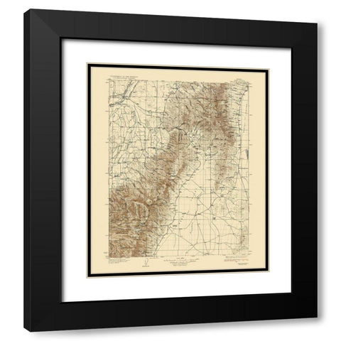 Halleck Nevada Quad - USGS 1935 Black Modern Wood Framed Art Print with Double Matting by USGS