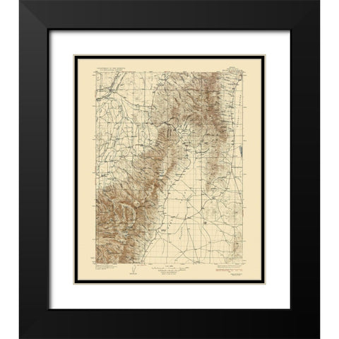 Halleck Nevada Quad - USGS 1935 Black Modern Wood Framed Art Print with Double Matting by USGS