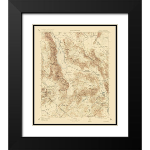 Hawthorne California Nevada Quad - USGS 1911 Black Modern Wood Framed Art Print with Double Matting by USGS