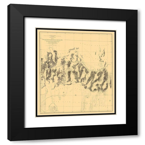 Humboldt Range Mud Lakes Nevada - Davis 1855 Black Modern Wood Framed Art Print with Double Matting by Davis