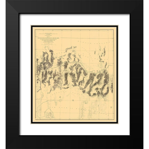 Humboldt Range Mud Lakes Nevada - Davis 1855 Black Modern Wood Framed Art Print with Double Matting by Davis