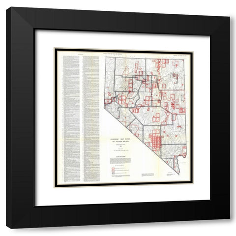 Geologic Index Nevada Mines - Lutsey 1955 Black Modern Wood Framed Art Print with Double Matting by Lutsey
