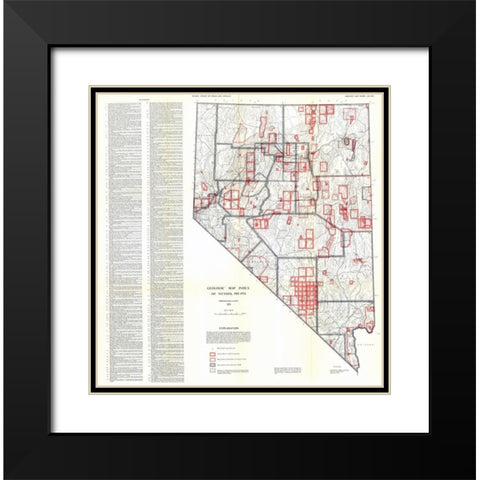 Geologic Index Nevada Mines - Lutsey 1955 Black Modern Wood Framed Art Print with Double Matting by Lutsey