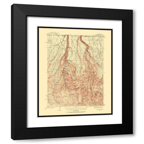 Jarbidge Nevada Idaho Quad - USGS 1943 Black Modern Wood Framed Art Print with Double Matting by USGS