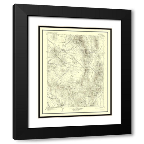 Kawich Nevada Quad - USGS 1908 Black Modern Wood Framed Art Print with Double Matting by USGS